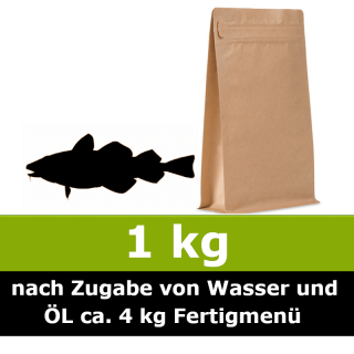 Unser 1 kg Trocken Barf Wunschnapf vom Fisch ist ein Alleinfuttermittel ohne billige Füllstoffe und ohne Farb- und Konservierungsstoffe